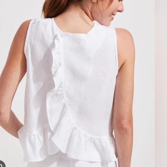 NWT Vineyard Vines Linen Ruffle Tank Blouse S - Picture 3 of 13